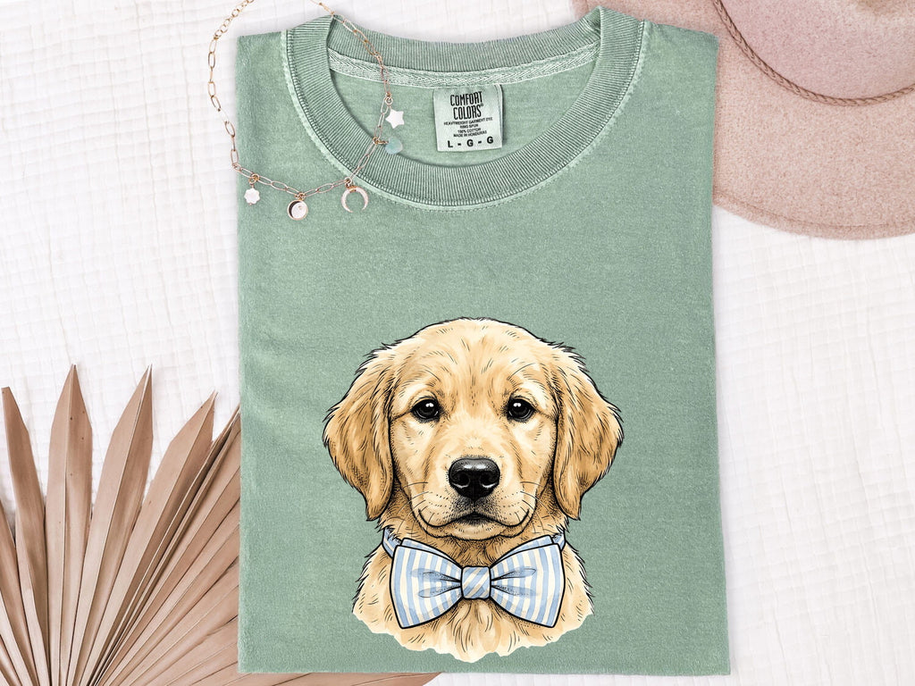 Golden Retriever Dog Shirt Easter Pet Gift Women Sketch Tee Retriever T-Shirt Easter Fan Puppy Tshirt Drawing Retro Necktie Tshirt