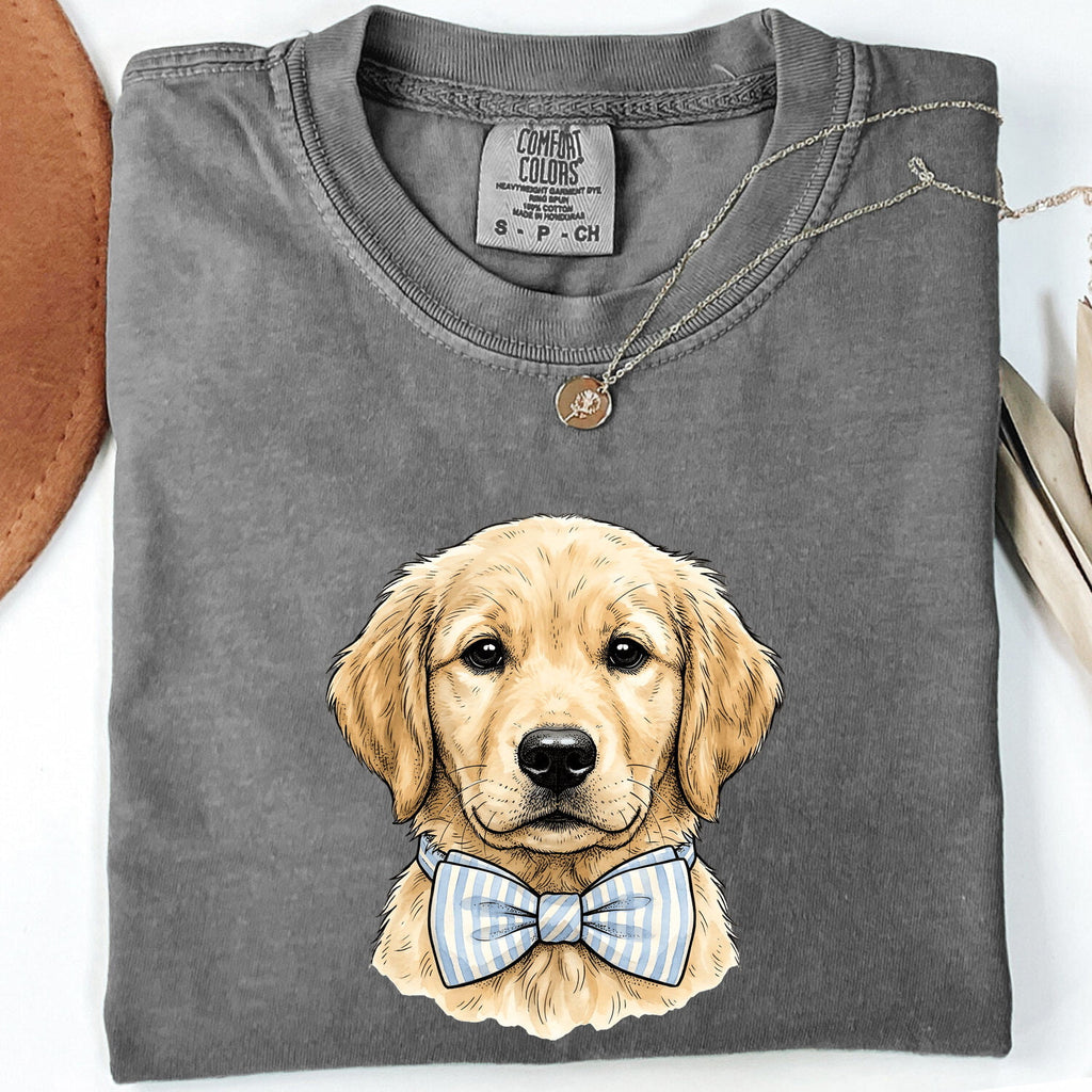 Golden Retriever Dog Shirt Easter Pet Gift Women Sketch Tee Retriever T-Shirt Easter Fan Puppy Tshirt Drawing Retro Necktie Tshirt
