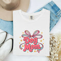 Bow Graphic Shirt Dog Mom Pet Gift Women Colorful Tee Graphic T-Shirt Dog Fan Vibrant Tshirt Animal Design Retro Paw Print Tshirt
