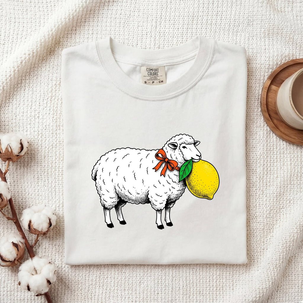 Lamb Illustration Shirt St Valentines Day Pet Gift Women Cute Tee Sheep T-Shirt Valentine Fan Kawaii Tshirt Animal Graphic Retro Citrus