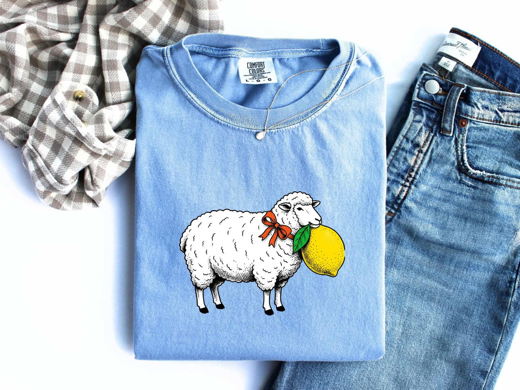 Lamb Illustration Shirt St Valentines Day Pet Gift Women Cute Tee Sheep T-Shirt Valentine Fan Kawaii Tshirt Animal Graphic Retro Citrus