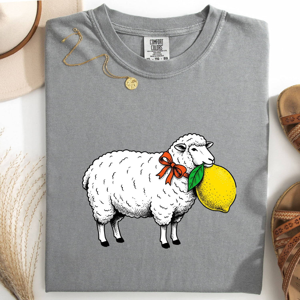 Lamb Illustration Shirt St Valentines Day Pet Gift Women Cute Tee Sheep T-Shirt Valentine Fan Kawaii Tshirt Animal Graphic Retro Citrus