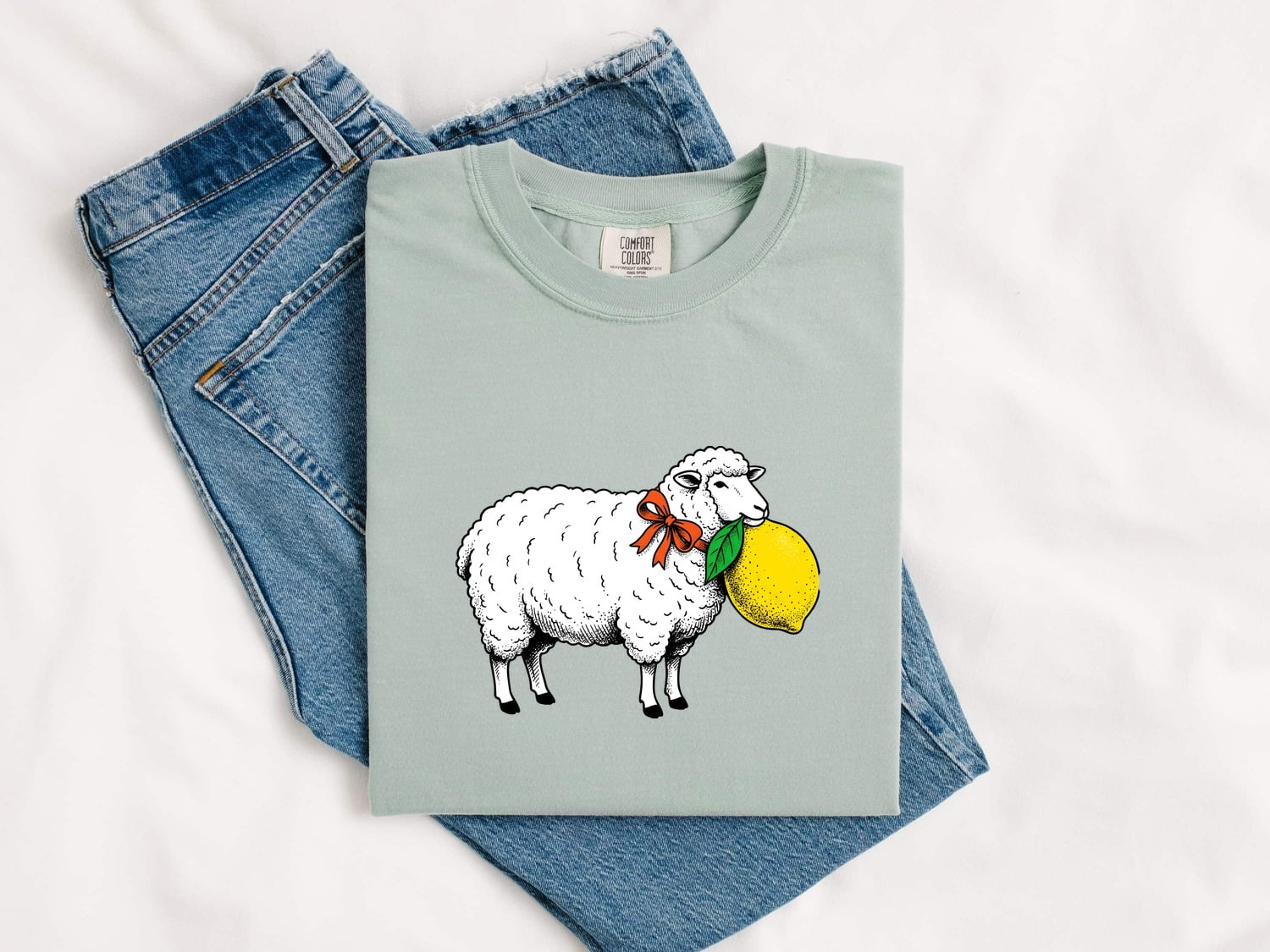 Lamb Illustration Shirt St Valentines Day Pet Gift Women Cute Tee Sheep T-Shirt Valentine Fan Kawaii Tshirt Animal Graphic Retro Citrus