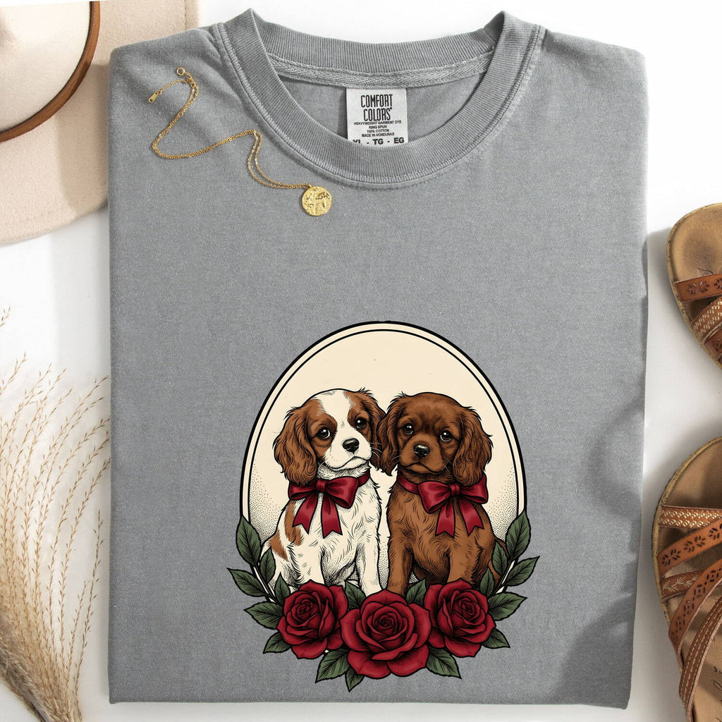 Cavalier Spaniel Dog Shirt St Valentines Day Pet Owner Gift Women Retro Tee Spaniel T-Shirt Valentines Day Fan Vintage Tshirt Dog Mom