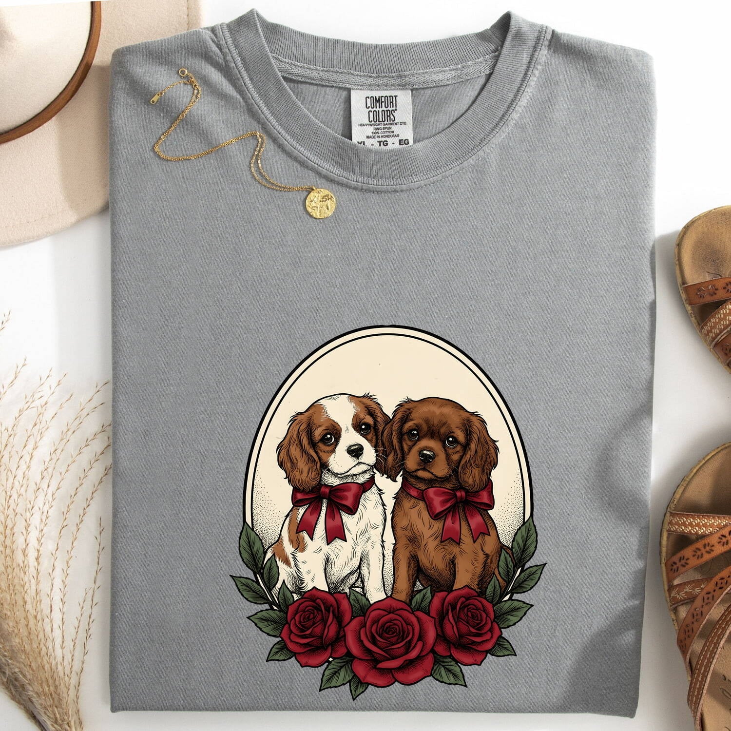 Cavalier Spaniel Dog Shirt St Valentines Day Pet Owner Gift Women Retro Tee Spaniel T-Shirt Valentines Day Fan Vintage Tshirt Dog Mom