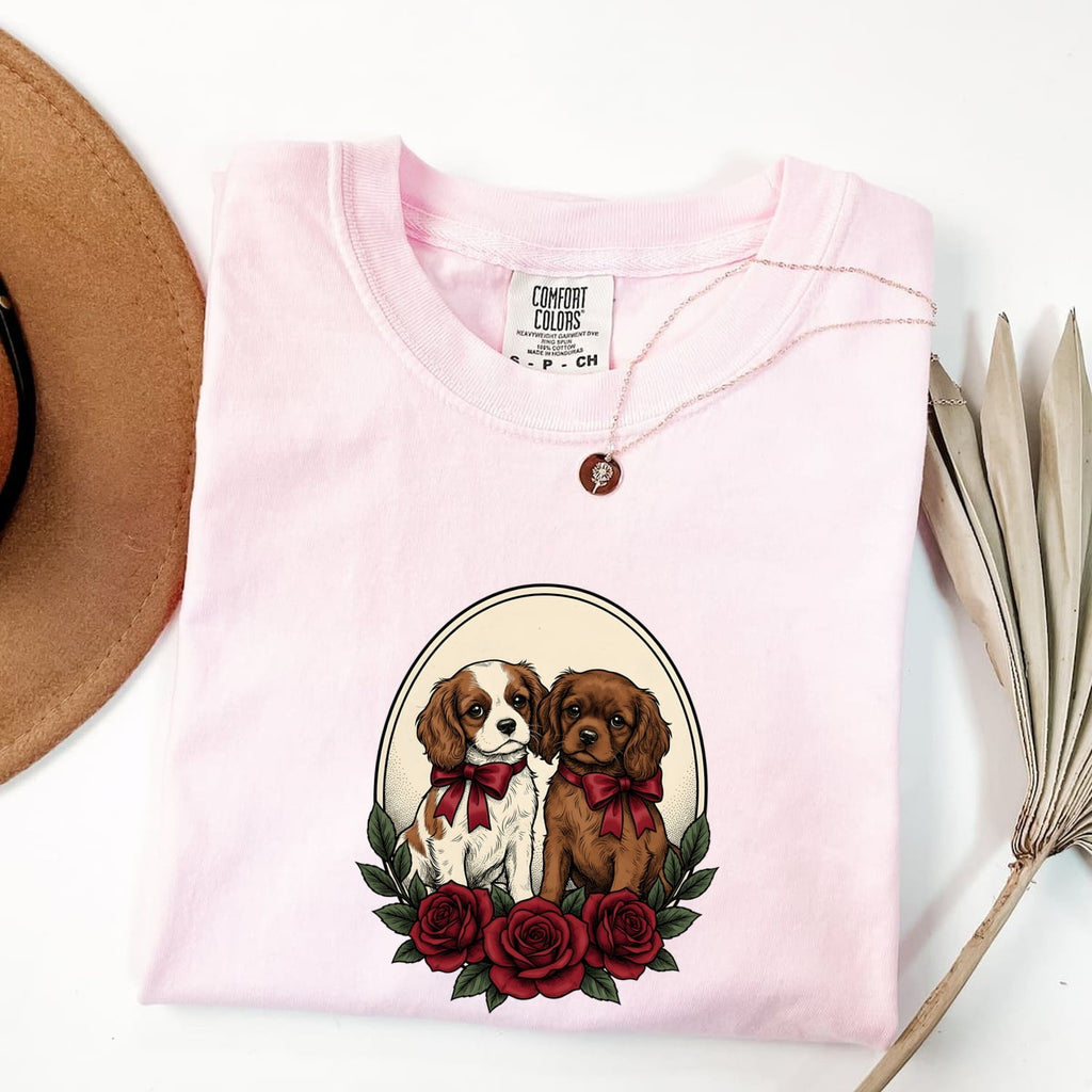 Cavalier Spaniel Dog Shirt St Valentines Day Pet Owner Gift Women Retro Tee Spaniel T-Shirt Valentines Day Fan Vintage Tshirt Dog Mom