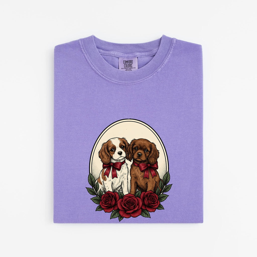 Cavalier Spaniel Dog Shirt St Valentines Day Pet Owner Gift Women Retro Tee Spaniel T-Shirt Valentines Day Fan Vintage Tshirt Dog Mom