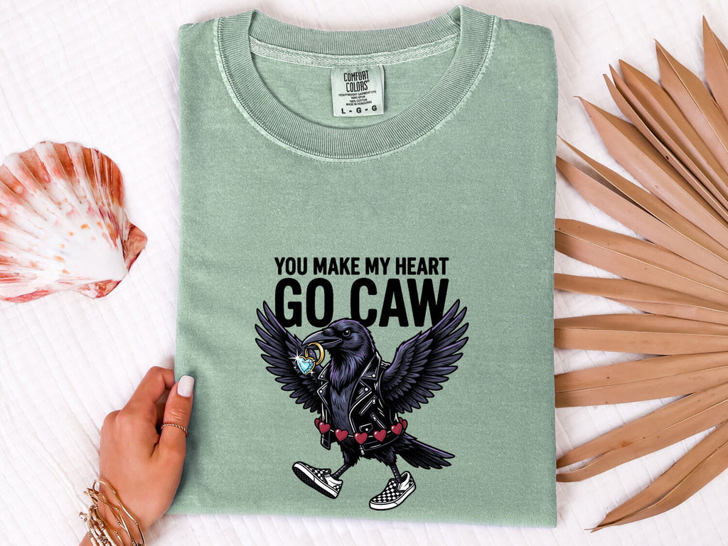 Dark Bird Art Shirt St. Valentine's Day Pets Gift Women Sketch Tee Raven T-Shirt Valentine Fan Drawing Design Classic Romance Heart Tshirt