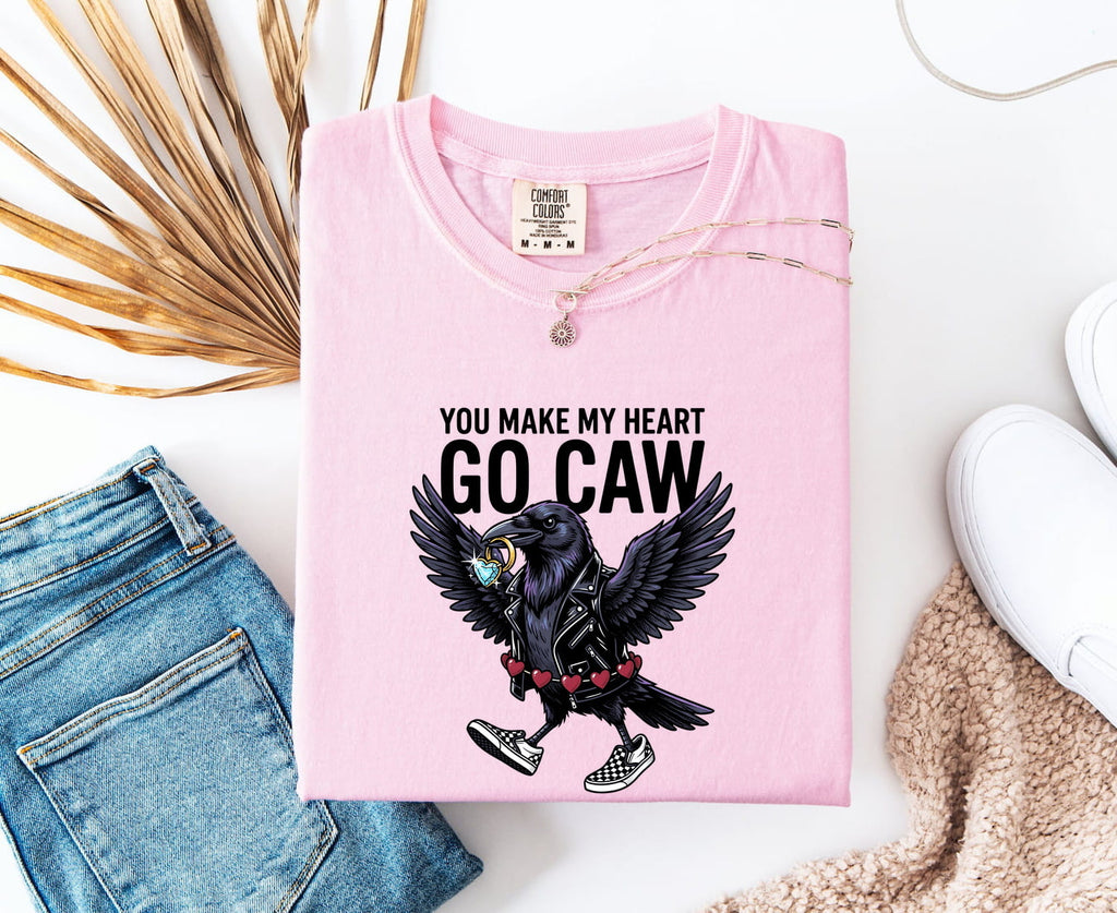 Dark Bird Art Shirt St. Valentine's Day Pets Gift Women Sketch Tee Raven T-Shirt Valentine Fan Drawing Design Classic Romance Heart Tshirt