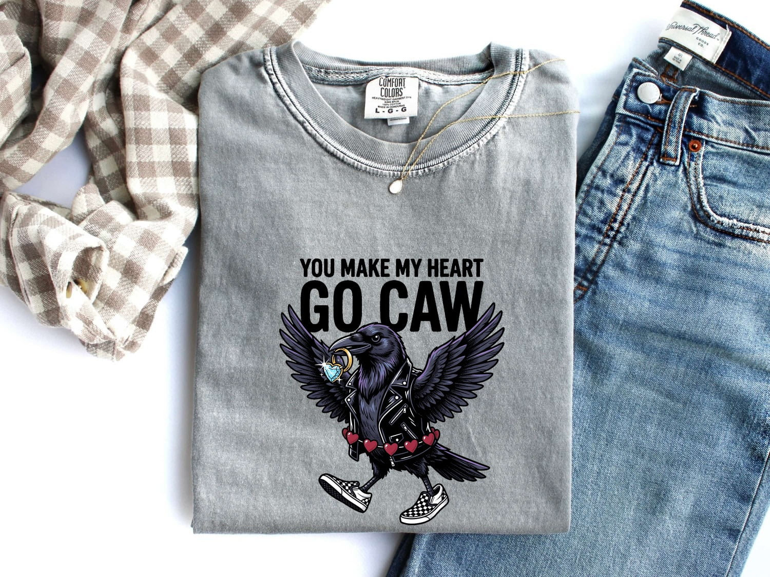 Dark Bird Art Shirt St. Valentine's Day Pets Gift Women Sketch Tee Raven T-Shirt Valentine Fan Drawing Design Classic Romance Heart Tshirt