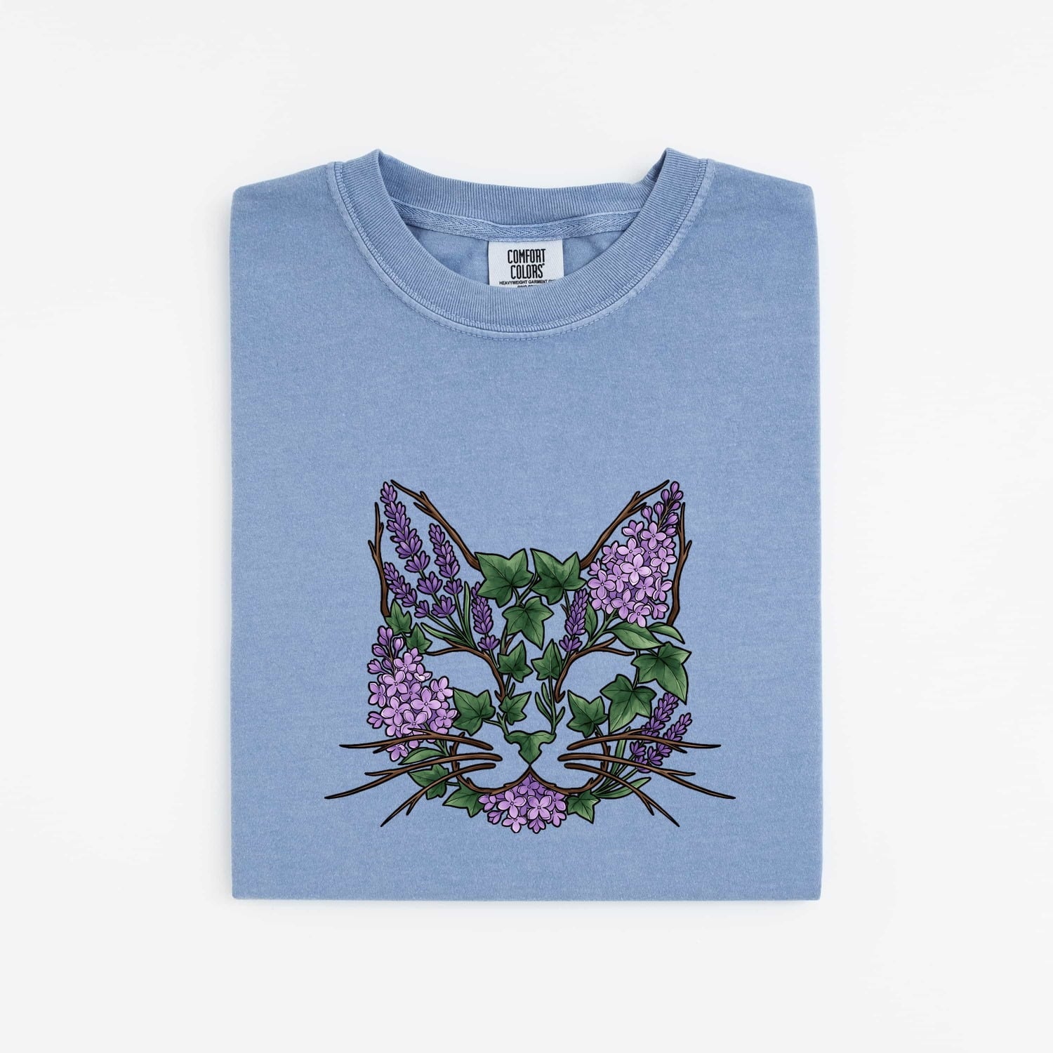 Cat Flower Shirt Animals & Flowers Outdoors Gift Women Floral Tee Kitty T-Shirt Pet Fan Botanical Tshirt Nature Graphic Sketch Foliage