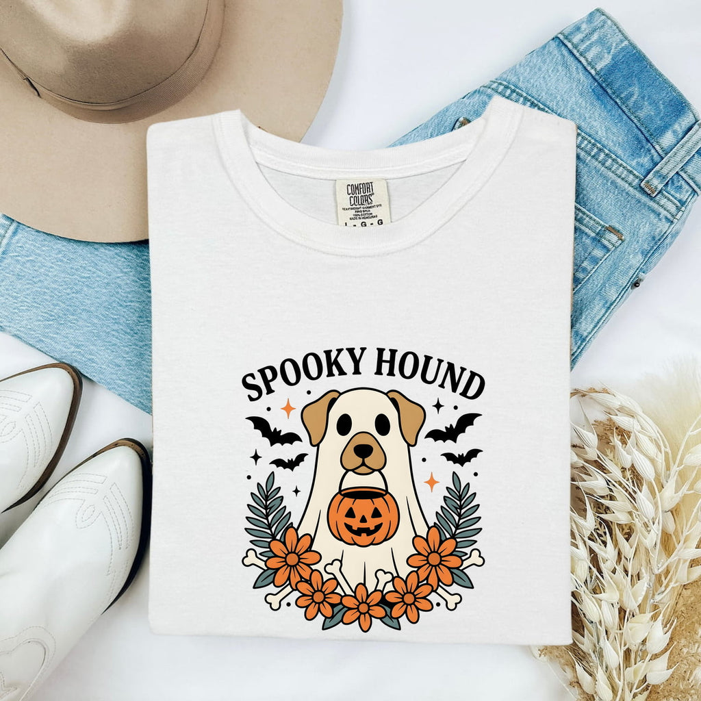 Canine Ghost Shirt Halloween Animal Gift Women Cartoon Tee Dog Spirit T-Shirt Halloween Fan Spooky Tshirt Pet Graphic Nostalgic Halloween