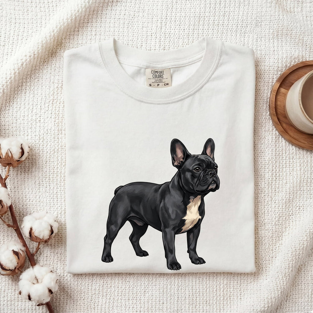 French Bulldog Shirt Dog Fauna Gift Women Detailed Tee Bulldog T-Shirt Dog Fan Animal Graphic Design Clean Canine Tshirt