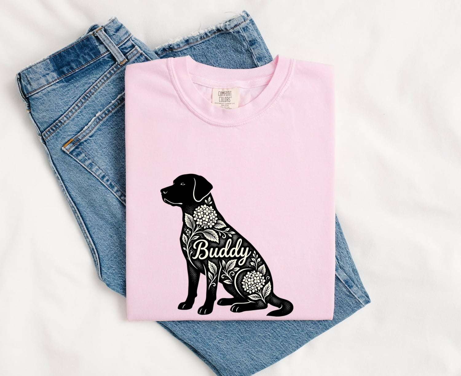 Labrador Retriever Shirt Dog Plants Gift Women Flower Tee Labrador T-Shirt Dog Fan Floral Tshirt Botanical Graphic Contemporary Hortensia