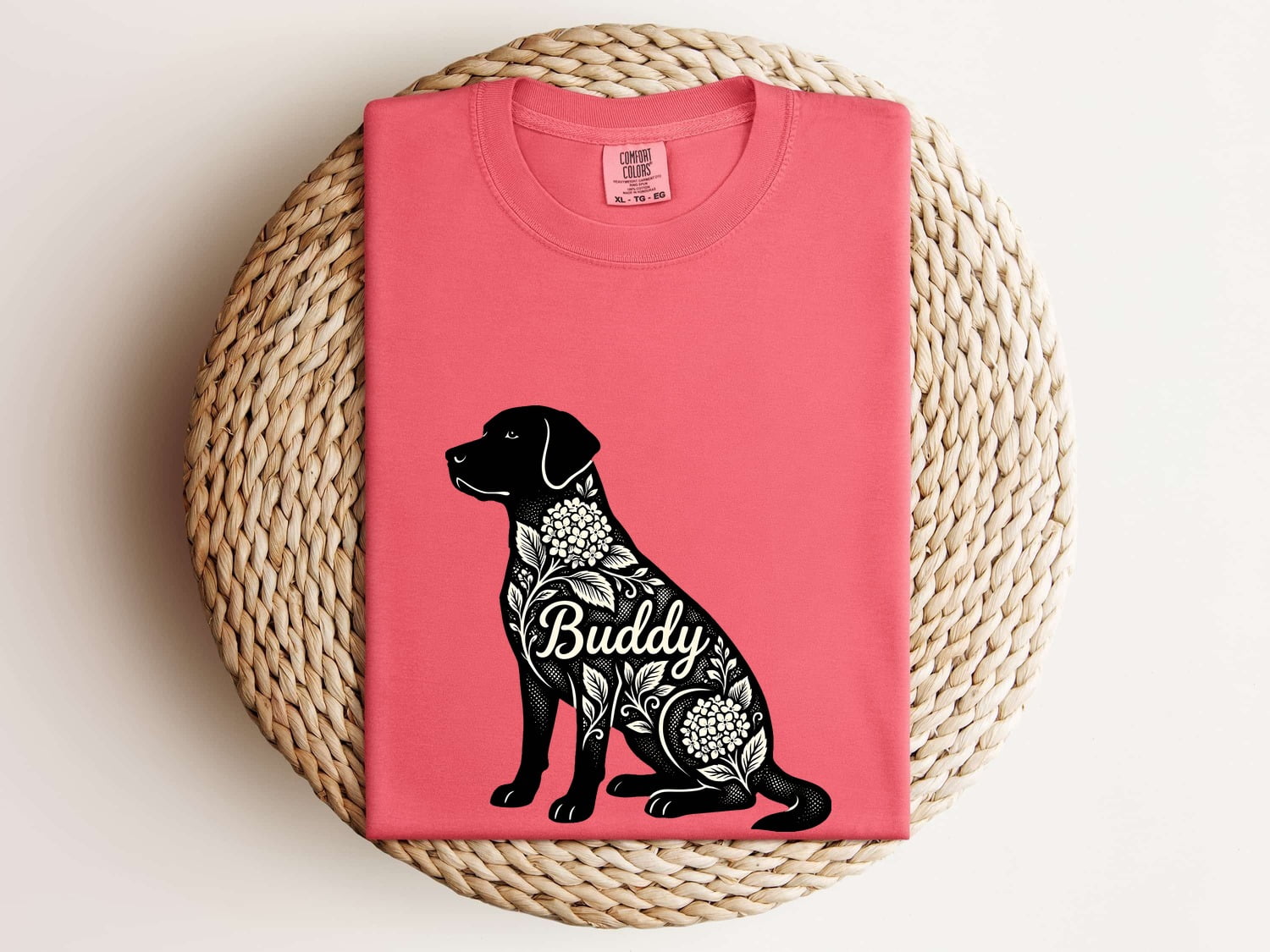 Labrador Retriever Shirt Dog Plants Gift Women Flower Tee Labrador T-Shirt Dog Fan Floral Tshirt Botanical Graphic Contemporary Hortensia