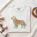 Golden Retriever Shirt Dog Garden Gift Women Boho Chic Tee Retriever T-Shirt Dog Fan Canine Graphic Indigenous Blossom Tshirt