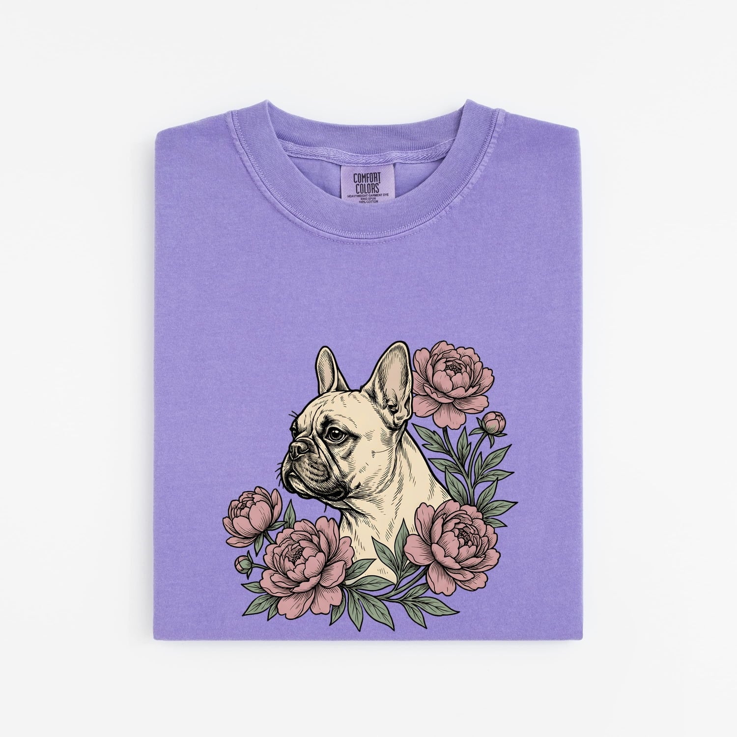 French Bulldog Shirt Dog Floral Gift Women Botanical Tee Bulldog T-Shirt Dog Fan Botanical Tshirt Floral Graphic Vintage Peonies Tshirt