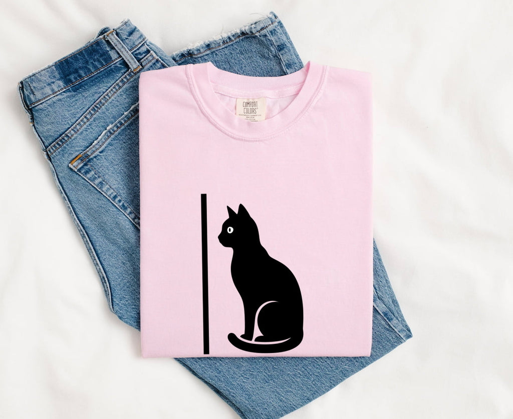 Ebony Cat Shirt Cat Companion Gift Women Plain Tee Black Cat T-Shirt Cat Fan Simple Tshirt Friend Graphic Trendy Form Tshirt