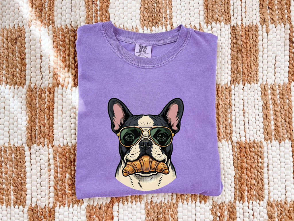 French Bulldog Shirt Dog Snacks Gift Women Graphic Tee Bulldog T-Shirt Dog Fan Puppy Tshirt Snack Design Vintage Sunglasses Tshirt