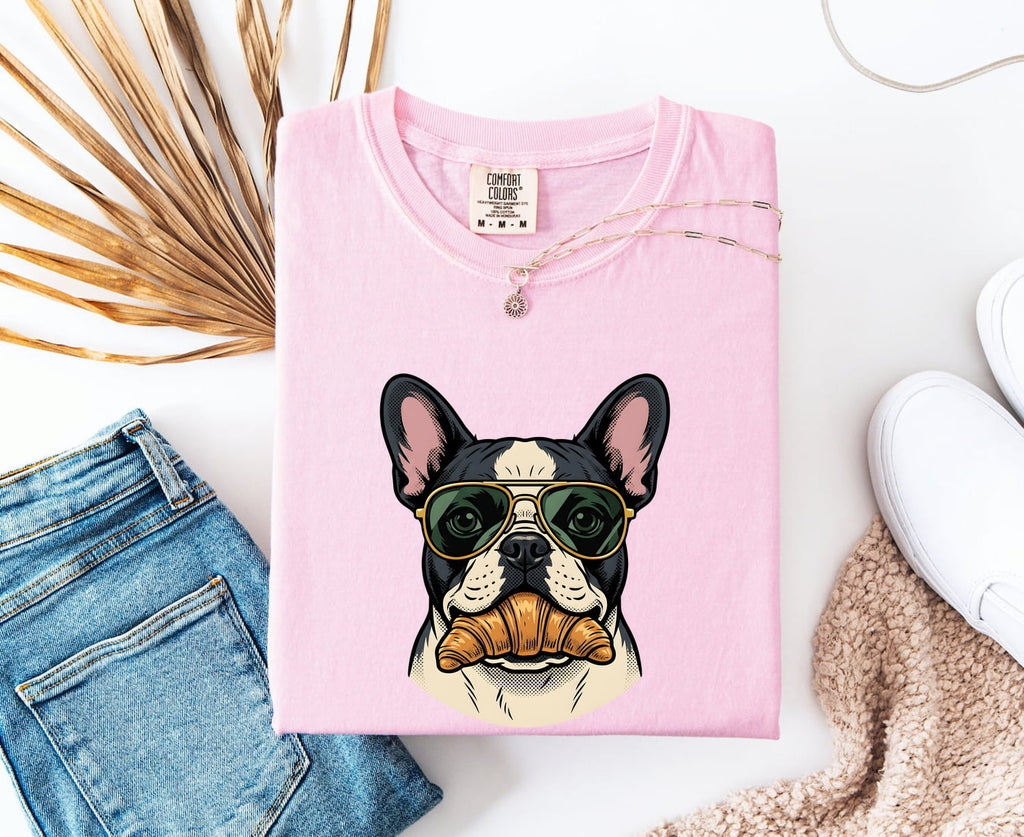 French Bulldog Shirt Dog Snacks Gift Women Graphic Tee Bulldog T-Shirt Dog Fan Puppy Tshirt Snack Design Vintage Sunglasses Tshirt
