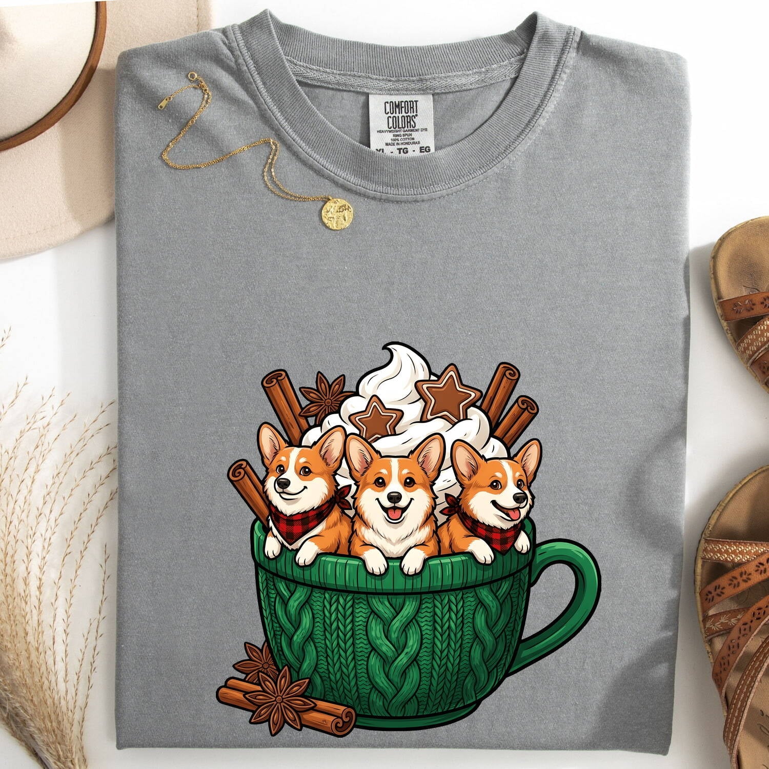 Corgi Cup Shirt Dog Espresso Gift Women Kawaii Tee Mug T-Shirt Dog Fan Coffee Tshirt Coffee Graphic Comic Froth Tshirt