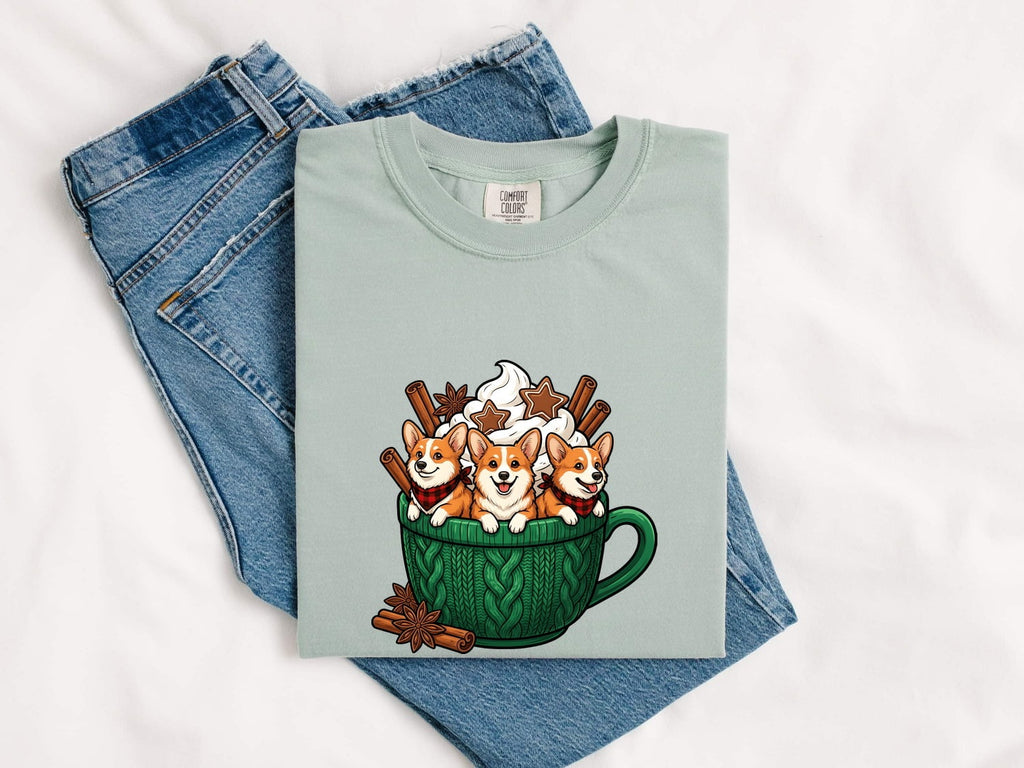 Corgi Cup Shirt Dog Espresso Gift Women Kawaii Tee Mug T-Shirt Dog Fan Coffee Tshirt Coffee Graphic Comic Froth Tshirt