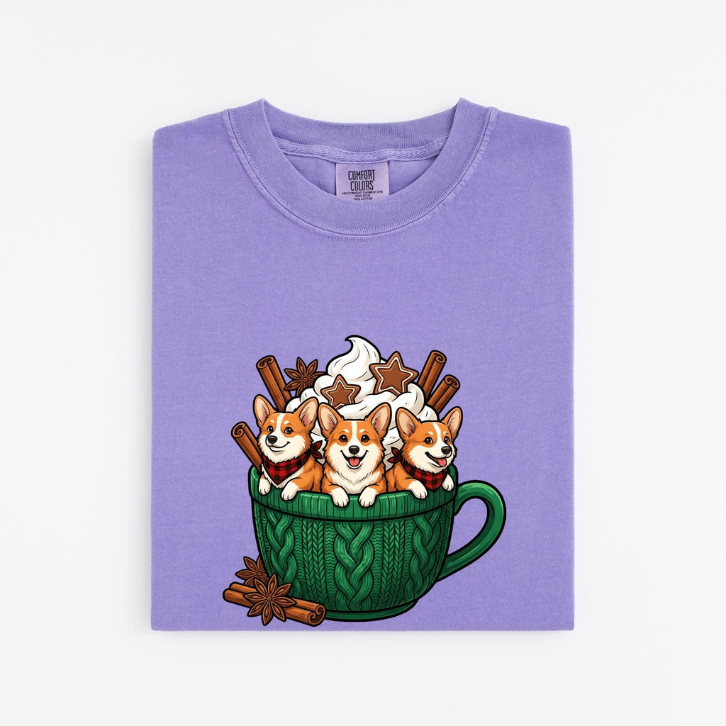 Corgi Cup Shirt Dog Espresso Gift Women Kawaii Tee Mug T-Shirt Dog Fan Coffee Tshirt Coffee Graphic Comic Froth Tshirt