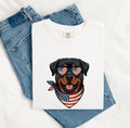 Rottweiler Shirt 4th Of July Puppy Gift Women Sketch Tee Rottweiler T-Shirt Independence Day Fan Drawing Graphic Puppy Graphic Patriotic