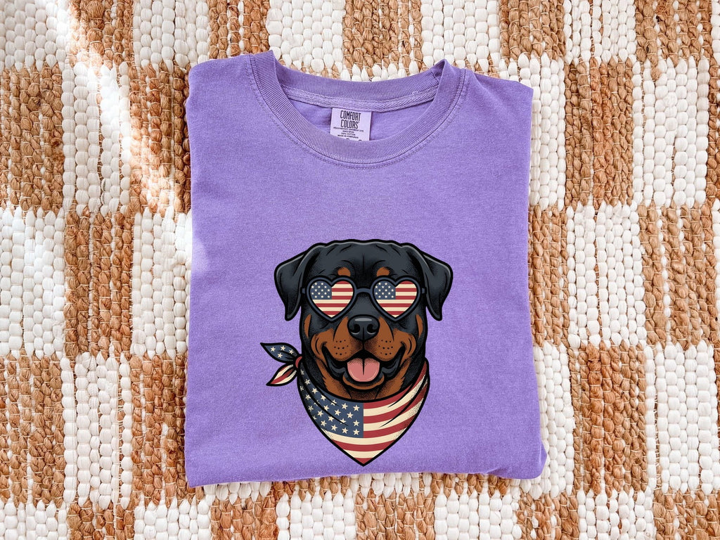 Rottweiler Shirt 4th Of July Puppy Gift Women Sketch Tee Rottweiler T-Shirt Independence Day Fan Drawing Graphic Puppy Graphic Patriotic