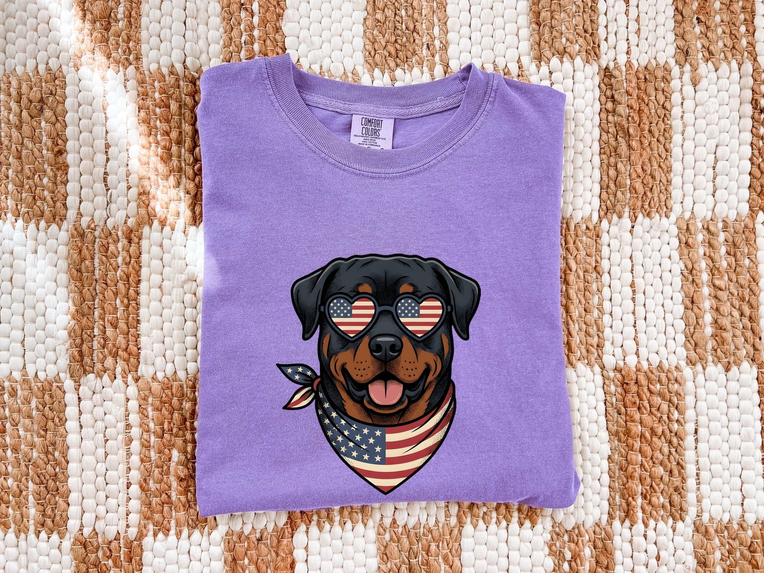 Rottweiler Shirt 4th Of July Puppy Gift Women Sketch Tee Rottweiler T-Shirt Independence Day Fan Drawing Graphic Puppy Graphic Patriotic