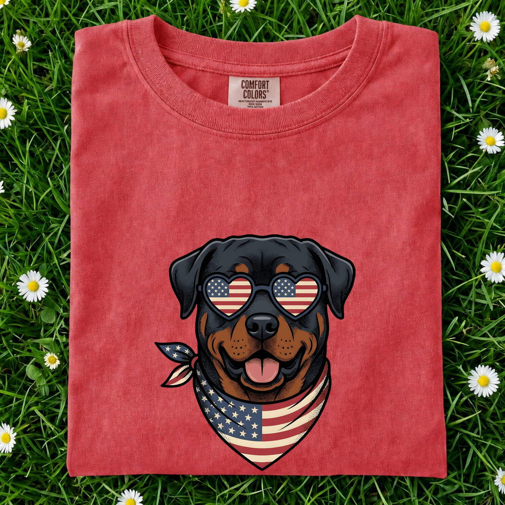 Rottweiler Shirt 4th Of July Puppy Gift Women Sketch Tee Rottweiler T-Shirt Independence Day Fan Drawing Graphic Puppy Graphic Patriotic