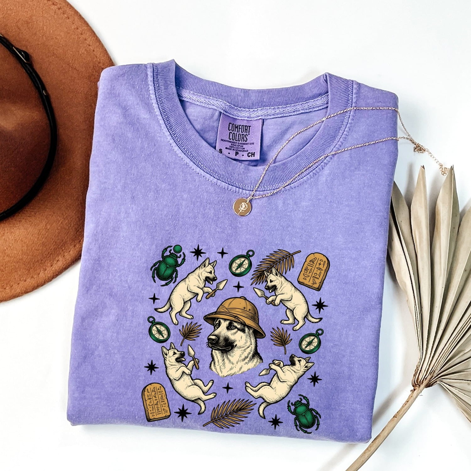German Shepherd Shirt Dog Journey Gift Women Sketch Tee Alsatian T-Shirt Dog Fan Drawing Graphic Adventure Cartoon Old Compass Tshirt