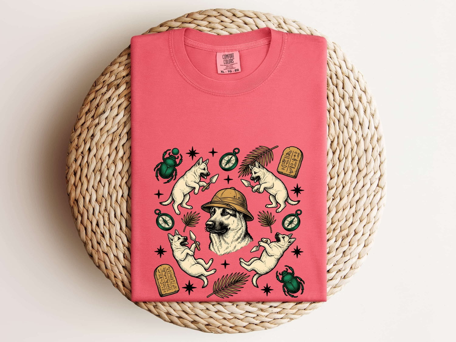 German Shepherd Shirt Dog Journey Gift Women Sketch Tee Alsatian T-Shirt Dog Fan Drawing Graphic Adventure Cartoon Old Compass Tshirt