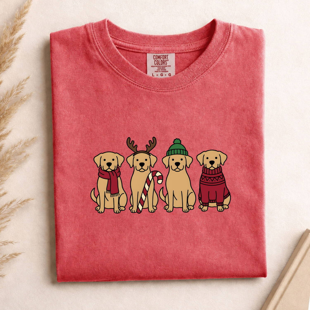 Labrador Dog Shirt Dog Xmas Gift Women Cartoonish Tee Labradors T-Shirt Dog Fan Labrador Tshirt Holiday Graphic Sleek Christmas Outfit