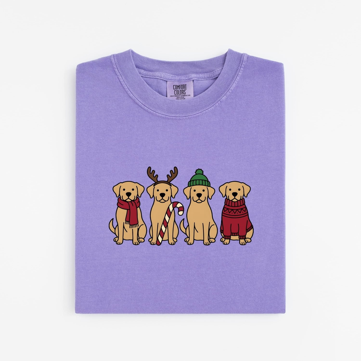 Labrador Dog Shirt Dog Xmas Gift Women Cartoonish Tee Labradors T-Shirt Dog Fan Labrador Tshirt Holiday Graphic Sleek Christmas Outfit