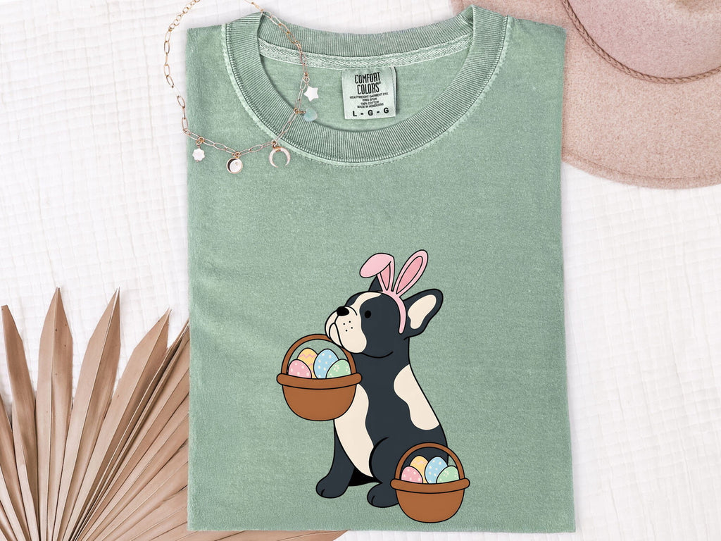 French Bulldog Shirt Easter Dog Gift Women Cartoon Tee Bouledogue Francais T-Shirt Easter Fan Pug Graphic Kawaii Easter Basket Tshirt