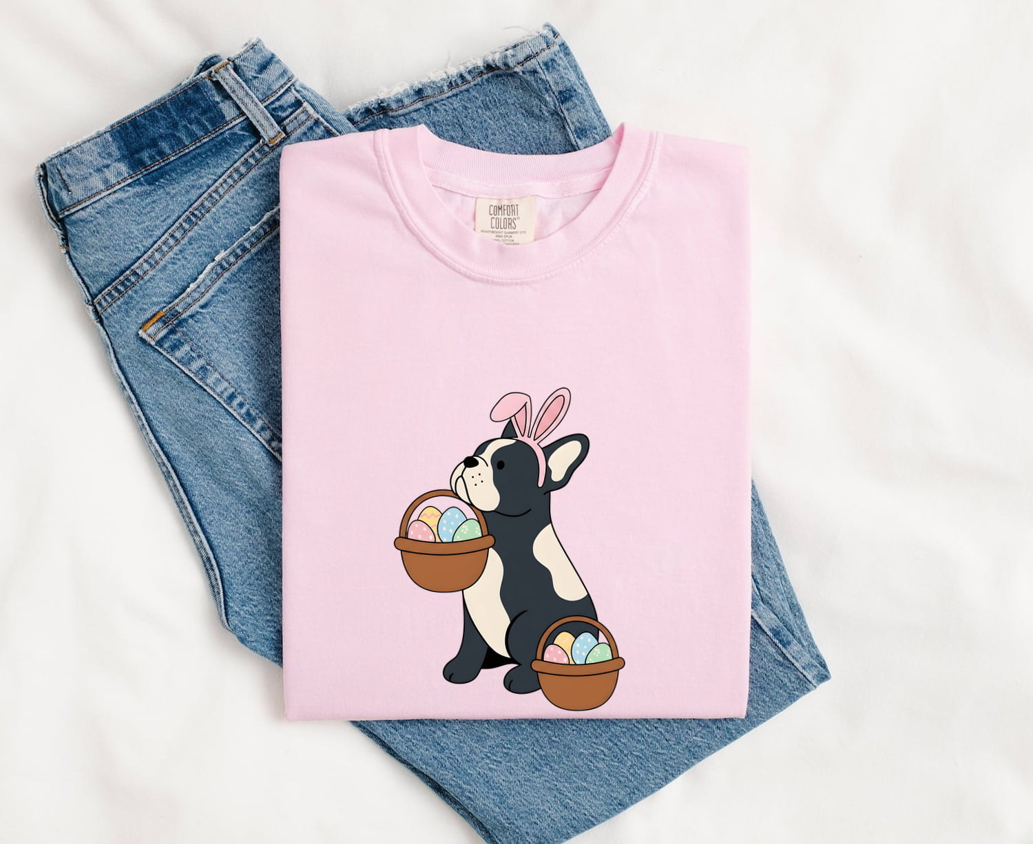 French Bulldog Shirt Easter Dog Gift Women Cartoon Tee Bouledogue Francais T-Shirt Easter Fan Pug Graphic Kawaii Easter Basket Tshirt