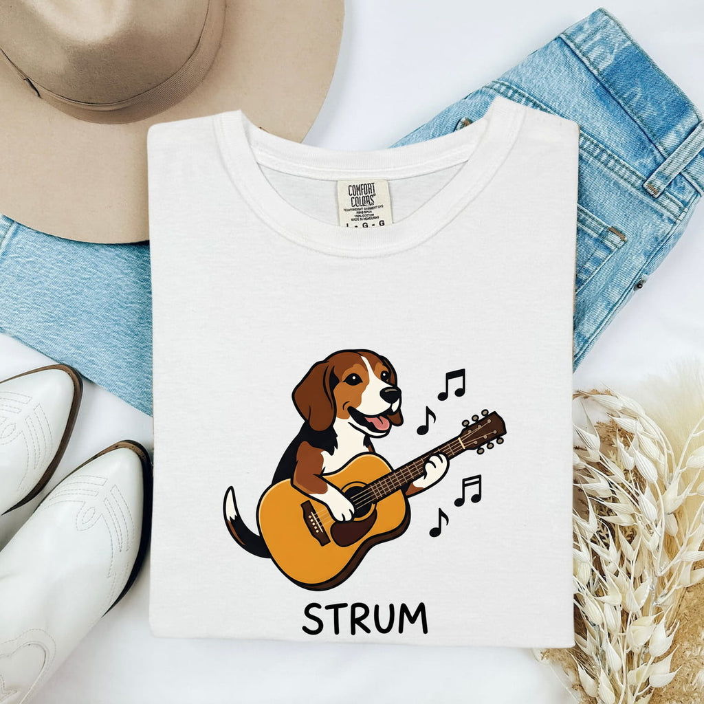 Beagle Guitar Shirt Dog Bands Gift Women Caricature Tee Guitar T-Shirt Dog Fan Cartoon Tshirt Music Graphic Classic Sound Icons Tshirt