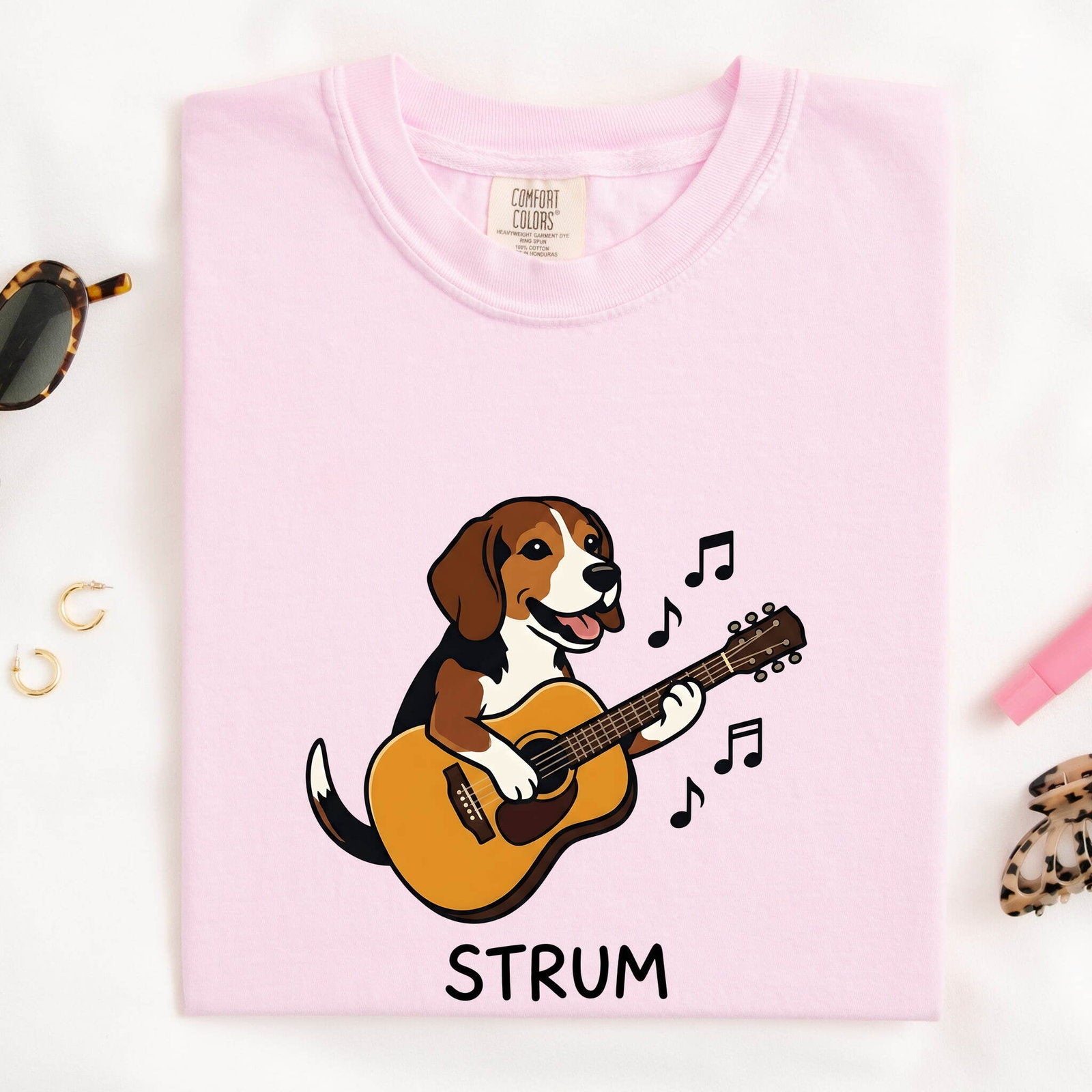 Beagle Guitar Shirt Dog Bands Gift Women Caricature Tee Guitar T-Shirt Dog Fan Cartoon Tshirt Music Graphic Classic Sound Icons Tshirt