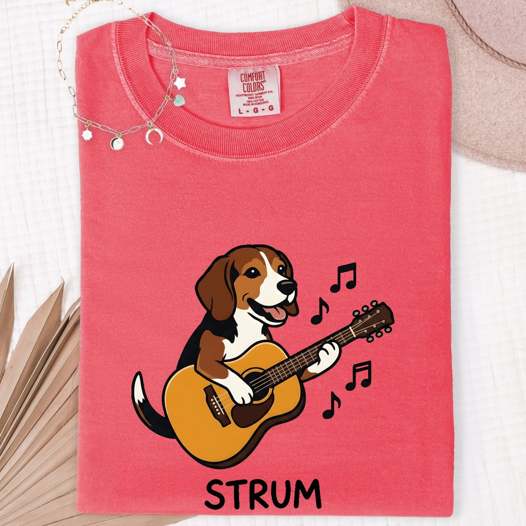 Beagle Guitar Shirt Dog Bands Gift Women Caricature Tee Guitar T-Shirt Dog Fan Cartoon Tshirt Music Graphic Classic Sound Icons Tshirt