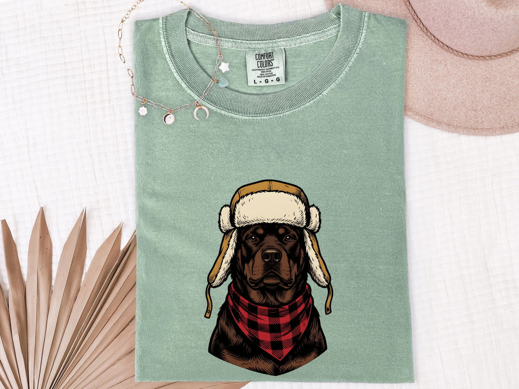Rottweiler Dog Shirt Dog Outdoors Gift Women Vintage Tee Rottweiler T-Shirt Dog Fan Retro Tshirt Adventure Graphic Hand Drawn Trapper Hat