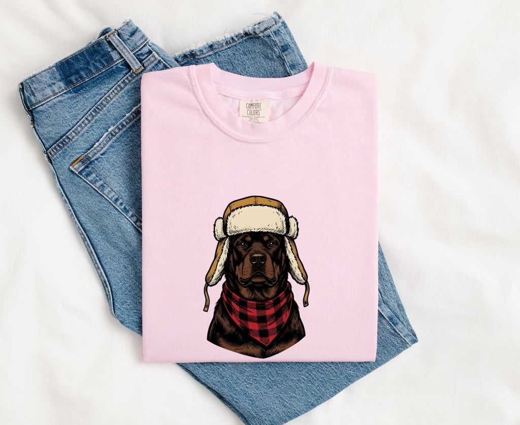 Rottweiler Dog Shirt Dog Outdoors Gift Women Vintage Tee Rottweiler T-Shirt Dog Fan Retro Tshirt Adventure Graphic Hand Drawn Trapper Hat