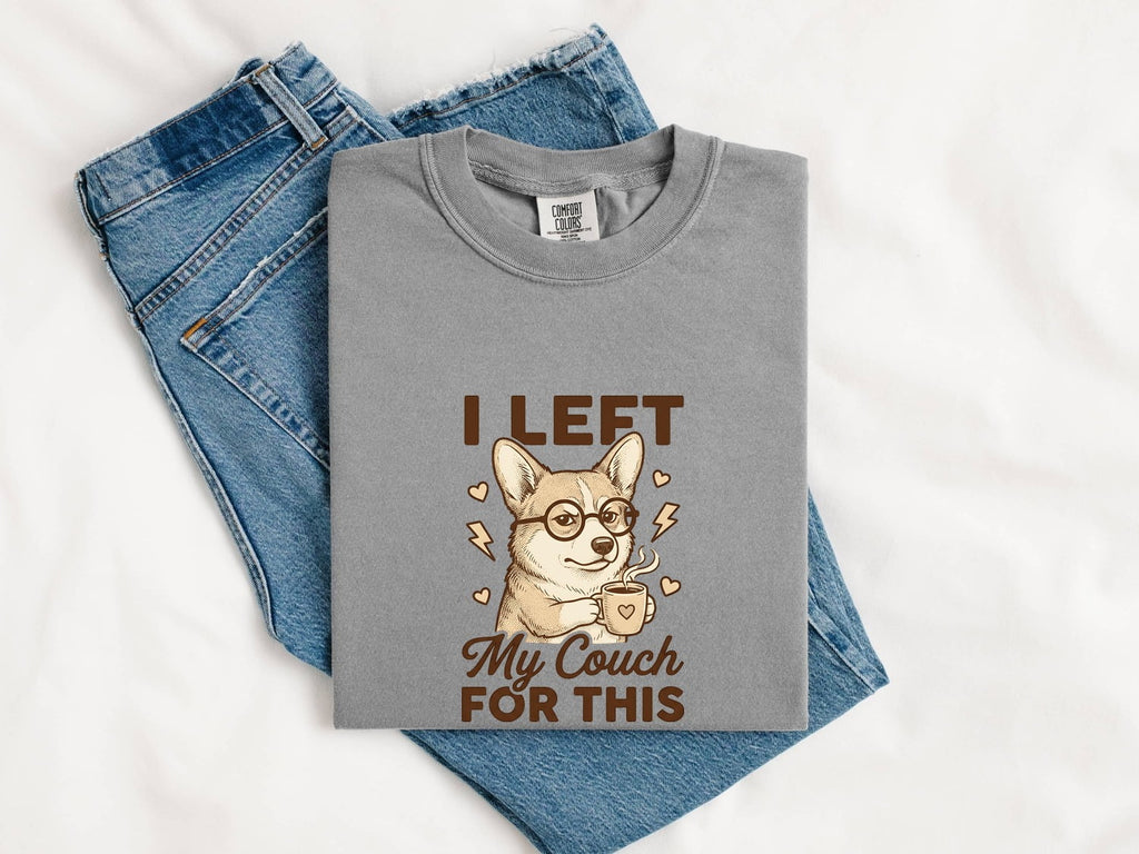 Corgi Dog Shirt Cute Mocha Gift Women Line Art Tee Pembroke Welsh Corgi T-Shirt Adorable Fan Simple Illustration Graphic Coffee Design