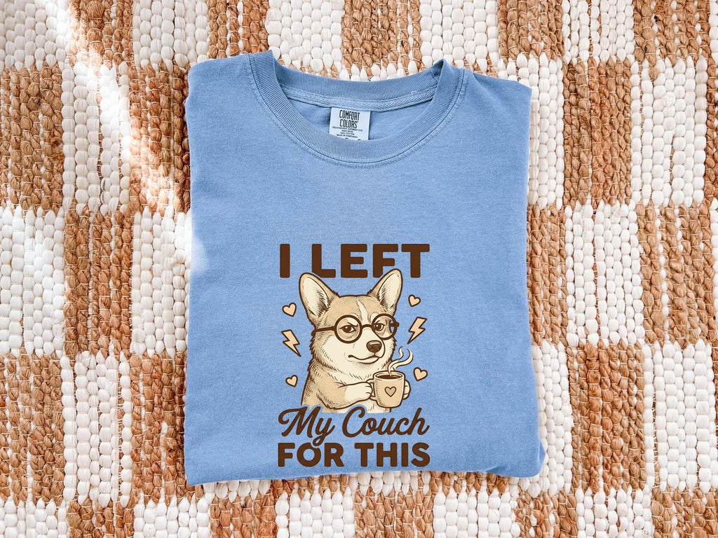 Corgi Dog Shirt Cute Mocha Gift Women Line Art Tee Pembroke Welsh Corgi T-Shirt Adorable Fan Simple Illustration Graphic Coffee Design