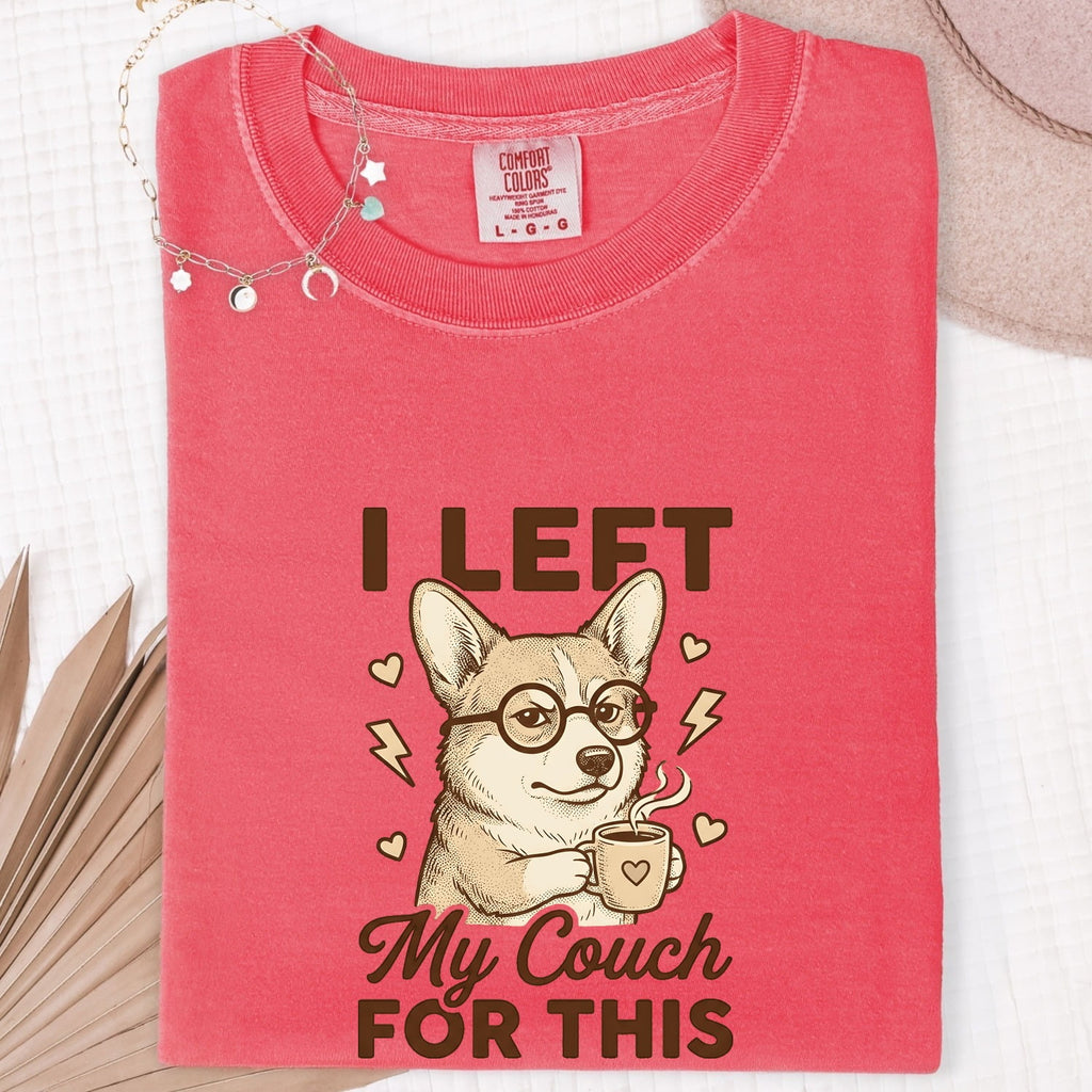 Corgi Dog Shirt Cute Mocha Gift Women Line Art Tee Pembroke Welsh Corgi T-Shirt Adorable Fan Simple Illustration Graphic Coffee Design