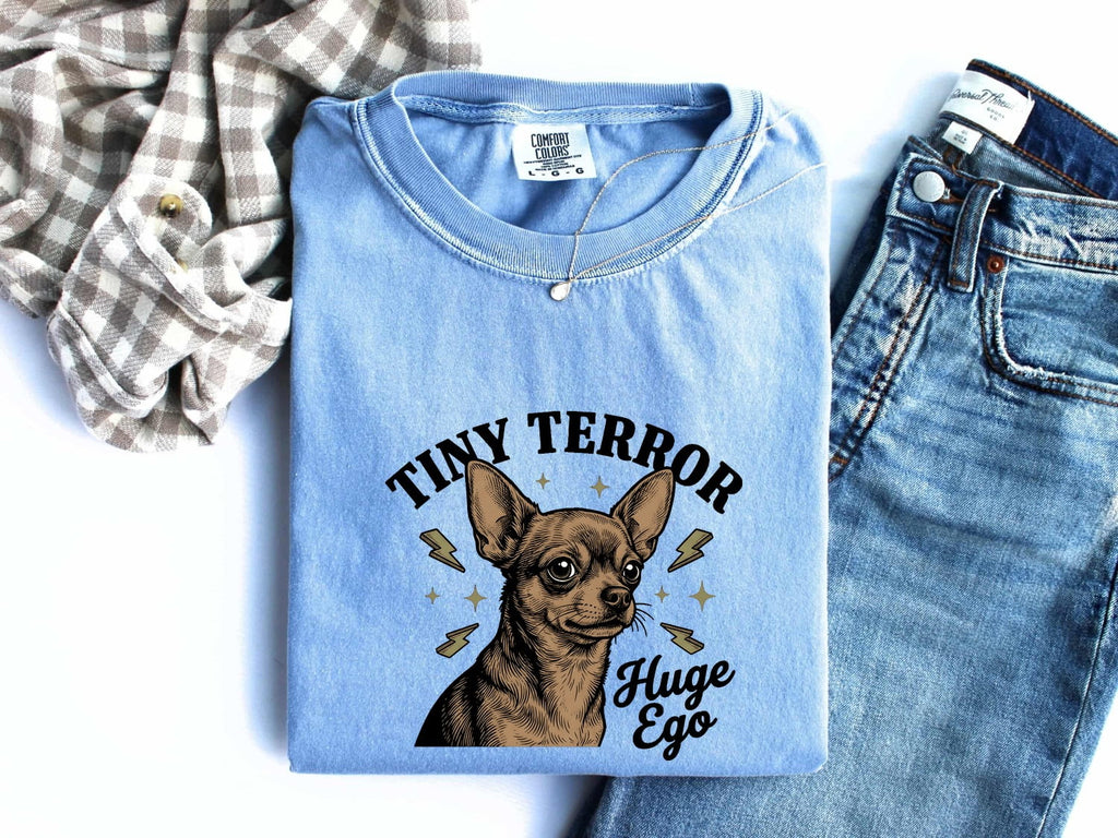 Chihuahua Puppy Shirt Dog Jokes Gift Women Retro Tee Puppy T-Shirt Dog Fan Canine Tshirt Humor Graphic Sketch Thunder Bolts Tshirt