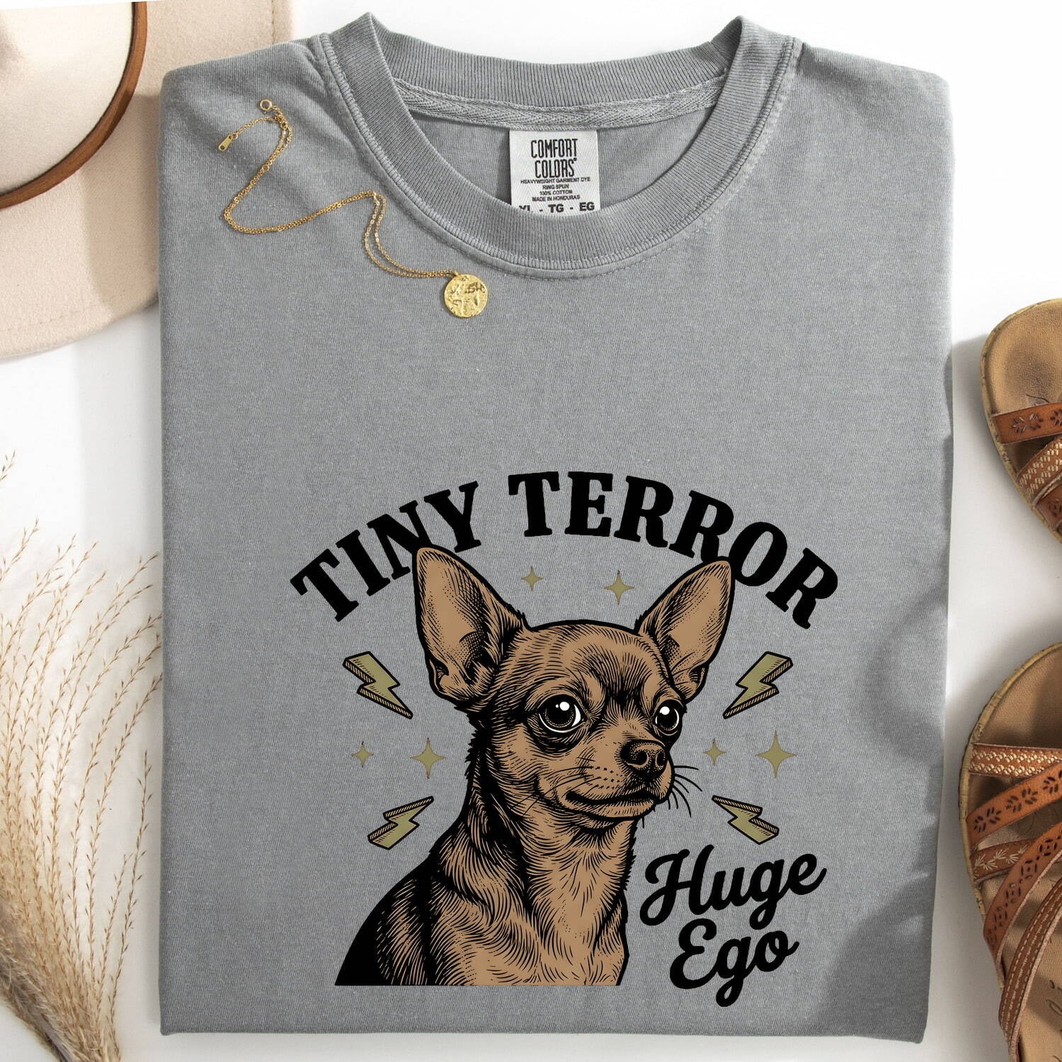 Chihuahua Puppy Shirt Dog Jokes Gift Women Retro Tee Puppy T-Shirt Dog Fan Canine Tshirt Humor Graphic Sketch Thunder Bolts Tshirt
