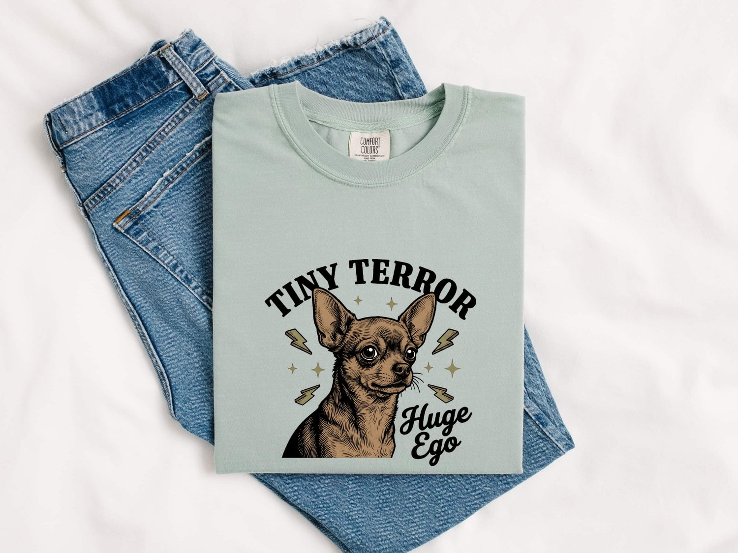 Chihuahua Puppy Shirt Dog Jokes Gift Women Retro Tee Puppy T-Shirt Dog Fan Canine Tshirt Humor Graphic Sketch Thunder Bolts Tshirt
