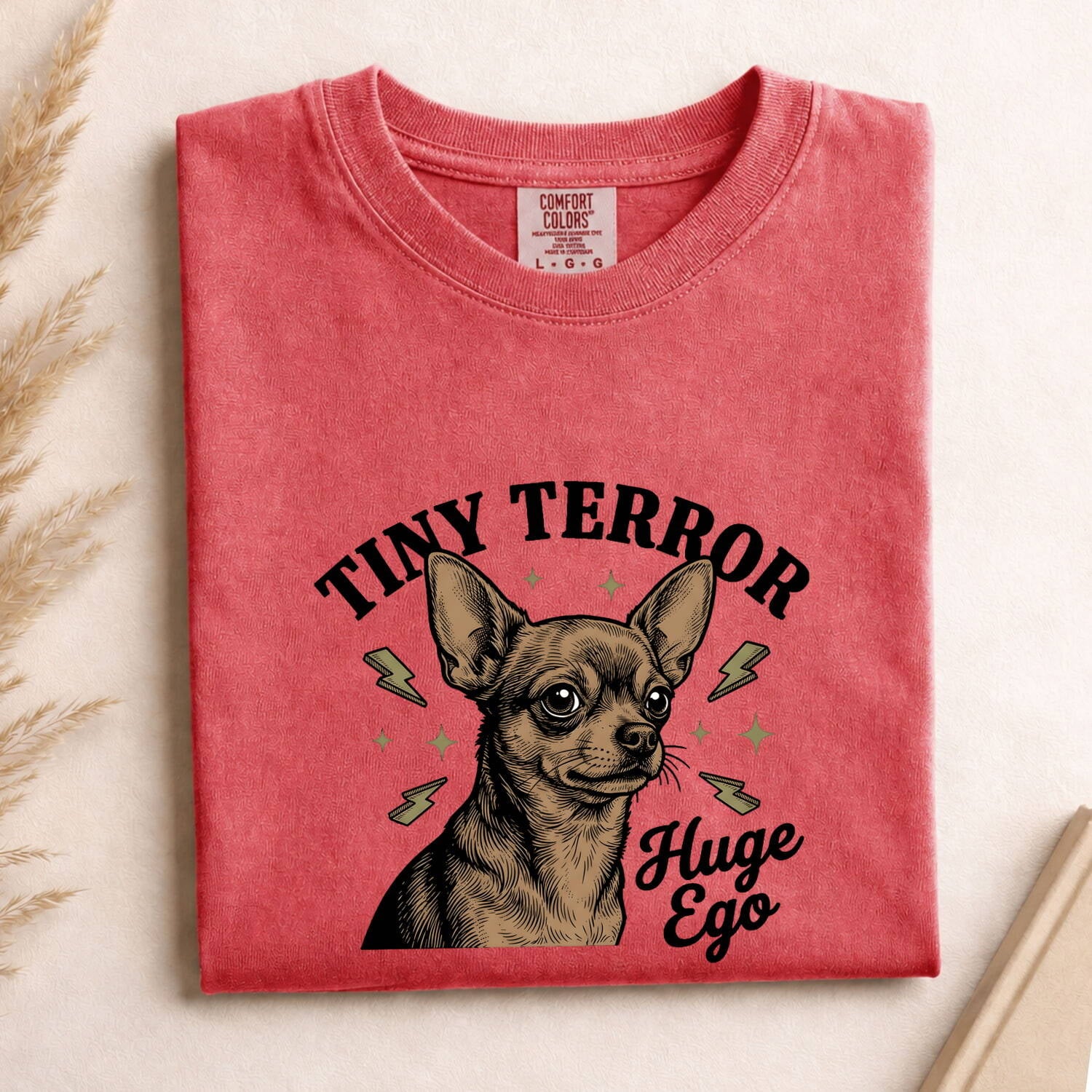 Chihuahua Puppy Shirt Dog Jokes Gift Women Retro Tee Puppy T-Shirt Dog Fan Canine Tshirt Humor Graphic Sketch Thunder Bolts Tshirt