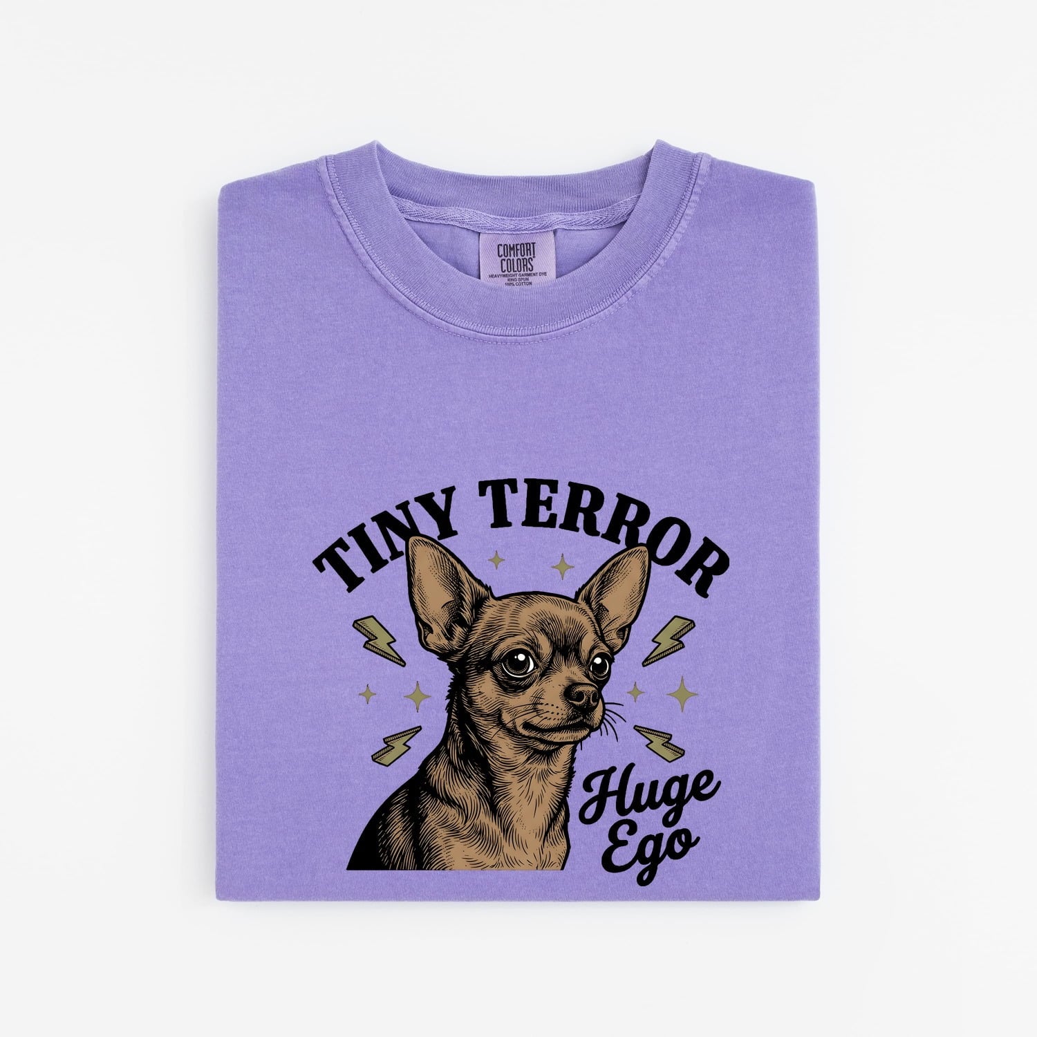 Chihuahua Puppy Shirt Dog Jokes Gift Women Retro Tee Puppy T-Shirt Dog Fan Canine Tshirt Humor Graphic Sketch Thunder Bolts Tshirt
